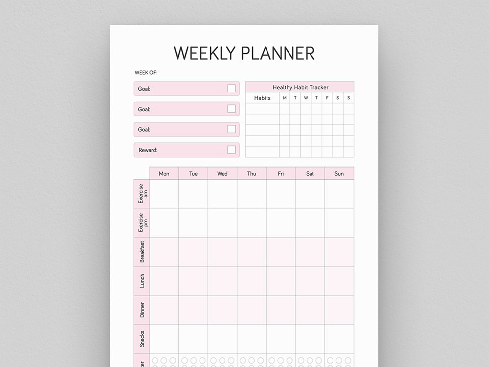 Week no 8. Фитнес планер. Fitness Planner.