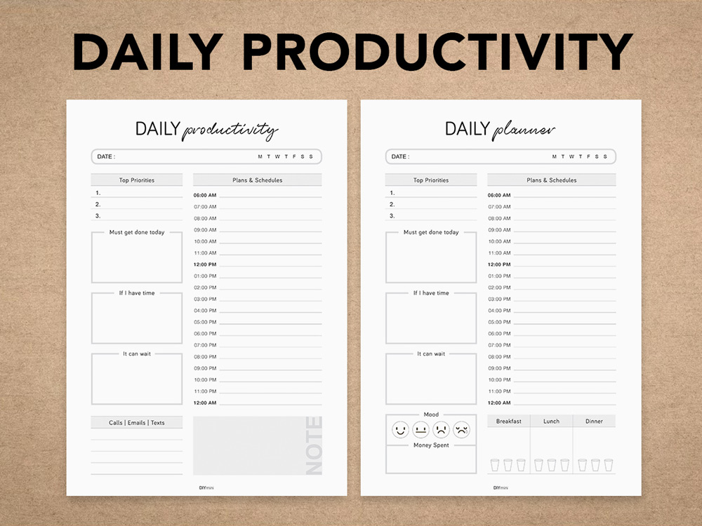 Daily Productivity (2pgs) DIYmini8