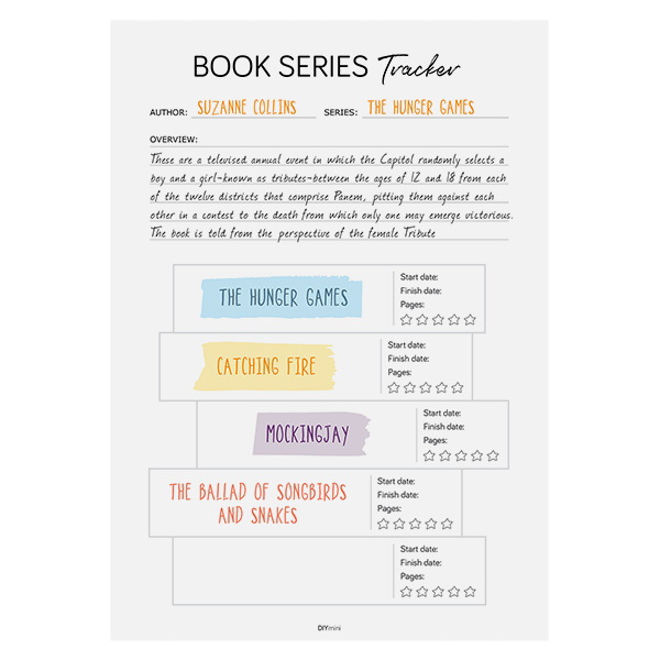 book series tracker template