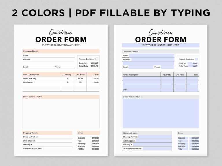 Custom Order Forms | Editable - DIYmini8