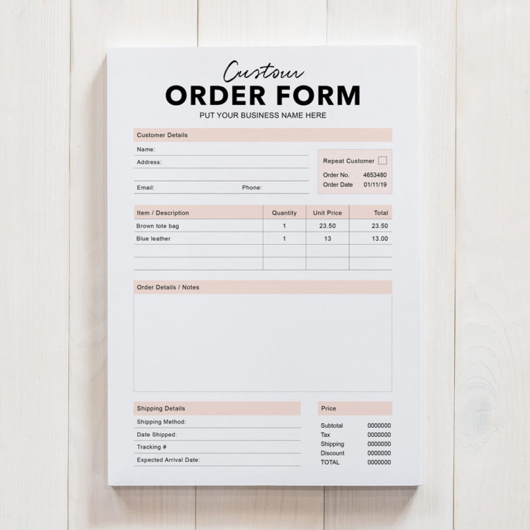 Custom Order Forms Editable DIYmini8