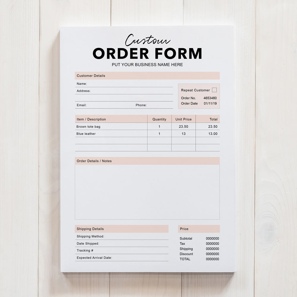 custom order forms editable diymini8