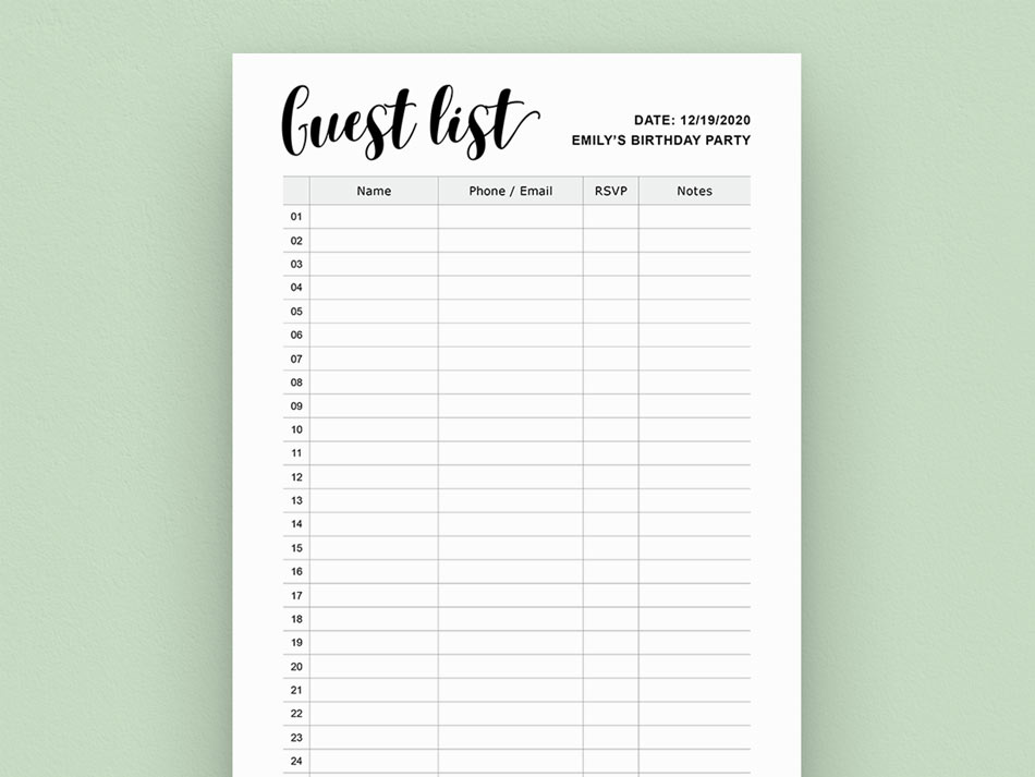 what is a good guest list planner